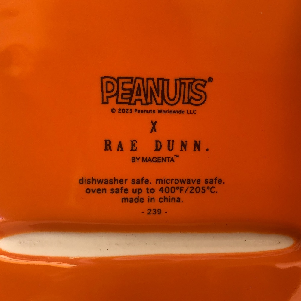 NWT Rae Dunn Peanuts Snoopy & Woodstock "Falling For You" Pumpkin Shaped Bowl - Picture 5 of 5